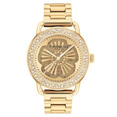 COACH Cruiser Automatic Crystal Tea Rose Dial Gold-Tone Bracelet Watch 37mm - 14504368