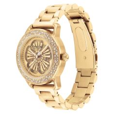 COACH Cruiser Automatic Crystal Tea Rose Dial Gold-Tone Bracelet Watch 37mm - 14504368