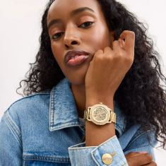 COACH Cruiser Automatic Crystal Tea Rose Dial Gold-Tone Bracelet Watch 37mm - 14504368