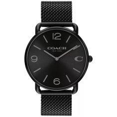 COACH Elliot Black Dial Black Ion-Plated Mesh Stainless Steel Bracelet Watch 41mm - 14602651