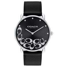 COACH Elliot Black Sunray Dial Leather Strap Watch 36mm - 14504336