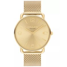 COACH Elliot Golden Dial Gold-Tone Mesh Stainless Steel Bracelet Watch 41mm - 14602653