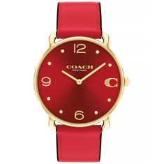 COACH Elliot Red Sunray Dial Red Leather Strap Watch 36mm - 14504249