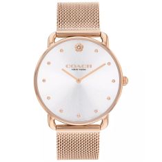 COACH Elliot White Sunray Dial Mesh Rose Gold-Tone Stainless Steel Bracelet Watch 36mm - 14504209