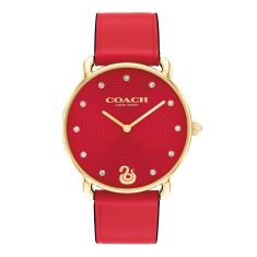 COACH Elliot Year of The Snake Red Dial Leather Strap Watch 36mm - 14504386