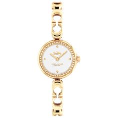 COACH Gracie Crystal Yellow Gold-Tone Bangle Bracelet Watch 23mm - 14504129