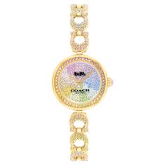 COACH Gracie Gold-Tone Rainbow Crystal Bangle Bracelet Watch 23mm - 14504220
