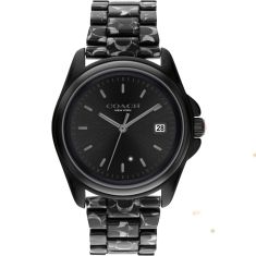 COACH Greyson Black Dial Black Signature C Acetate Bracelet Watch 36mm - 14504186