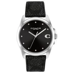 COACH Greyson Black Dial Black Signature Canvas Strap Watch 36mm - 14504112