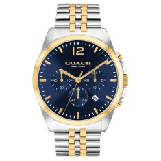COACH Greyson Chronograph Blue Dial Two-Tone Bracelet Watch 43mm - 14602659