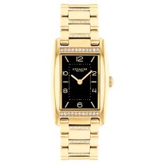 COACH Reese Crystal Black Dial Gold-Tone Bracelet Watch 24mmx35mm - 14504319