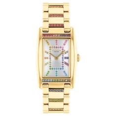 COACH Reese Rainbow Crystal Silver Dial Gold-Tone Bracelet Watch 24mmx35mm - 14504347