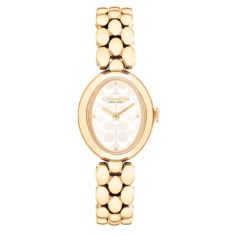 COACH Sammy White Signature Dial Gold-Tone Bracelet Watch 22mm - 14504417