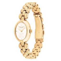 COACH Sammy White Signature Dial Gold-Tone Bracelet Watch 22mm - 14504417