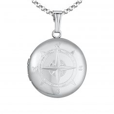 Compass Sterling Silver Locket Necklace