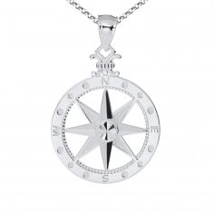Compass Sterling Silver Pendant Necklace