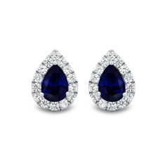 Created Blue Sapphire and Created White Sapphire Halo Earrings Created Blue Sapphire and Created White Sapphire Halo Earrings