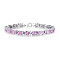 Created Pink Sapphire and Created White Sapphire Sterling Silver Bracelet