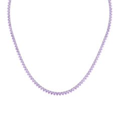 Created Pink Sapphire Sterling Silver Tennis Necklace