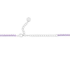 Created Pink Sapphire Sterling Silver Tennis Necklace