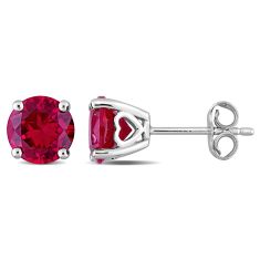 Created Ruby Sterling Silver Stud Earrings