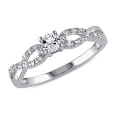 Created White Sapphire and Diamond Infinity Ring 1/10ctw