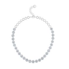 Created White Sapphire Halo Sterling Silver Necklace