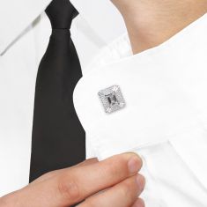 Created White Sapphire Sterling Silver Cufflinks