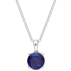 Created White Sapphire Sterling Silver Pendant Necklace