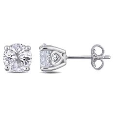 Created White Sapphire Sterling Silver Stud Earrings