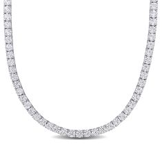 Created White Sapphire Sterling Silver Tennis Necklace
