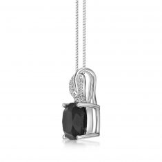 Cushion-Cut Black Onyx and Diamond Twist Pendant Necklace 1/20ctw