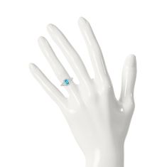 Cushion Blue Topaz and Created White Sapphire Halo Sterling Silver Promise Ring