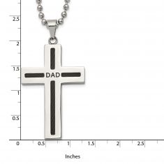 Dad Stainless Steel and Black Ion-Plated Cable Cross Pendant Necklace | Men