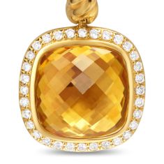 David Yurman Albion Drop Earrings in 18K Yellow Gold with Citrine and Diamonds, 10mm