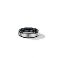 Men's David Yurman Beveled Band Ring in Black Titanium with Grey Titanium, 6mm