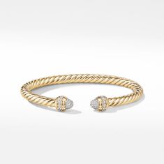 David Yurman Cable Bracelet in 18k Yellow Gold with Diamonds, 5mm