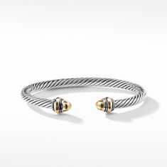 David Yurman Classic Cable Bracelet in Sterling Silver with 14K Yellow Gold and Gold Domes, 5mm