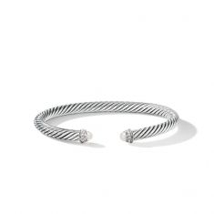 David Yurman Cable Classic Collection Bracelet with Pearls and Diamonds, 5mm