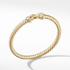 David Yurman Cable Classic Collection Buckle Bracelet in 18k Yellow Gold with Diamonds 5mm REEDS Jewelers