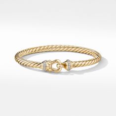 David Yurman Cable Classic Collection Buckle Bracelet in 18k Yellow Gold with Diamonds, 5mm