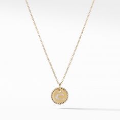 David Yurman Cable Collectibles Collection Initial Charm Necklace with Diamonds in 18k Gold, Letter C