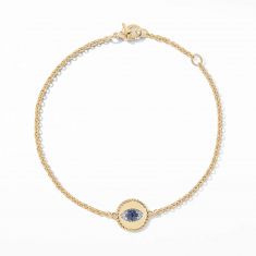 David Yurman Cable Collectibles Evil Eye Charm Bracelet with Blue Sapphire, Diamonds and Treated Black Diamonds in 18k Gold