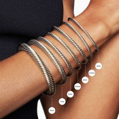 David Yurman Cable Flex Sterling Silver with 14K Yellow Gold and Blue Topaz 4mm Bracelet
