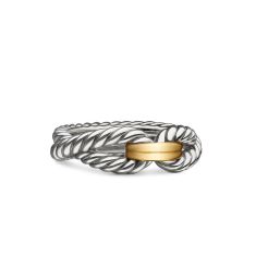 David Yurman Cable Loop Band Ring in Sterling Silver with 18K Yellow Gold, 7mm
