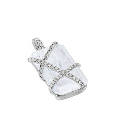 David Yurman Cable Wrap Amulet in Sterling Silver with Crystal and Diamonds 32mm 1