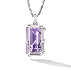 David Yurman Cable Wrap Amulet in Sterling Silver with Lavender Amethyst and Diamonds 32mm