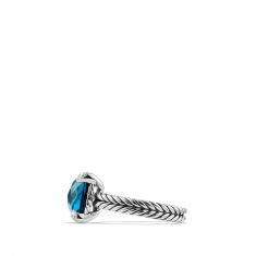 David Yurman Chatelaine Ring with Hampton Blue Topaz and Diamonds, 11mm