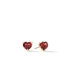 David Yurman Chatelaine Heart Stud Earrings in 18K Yellow Gold with Garnet