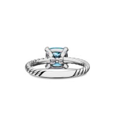 David Yurman Chatelaine Ring in Sterling Silver with Blue Topaz and Pave Diamonds